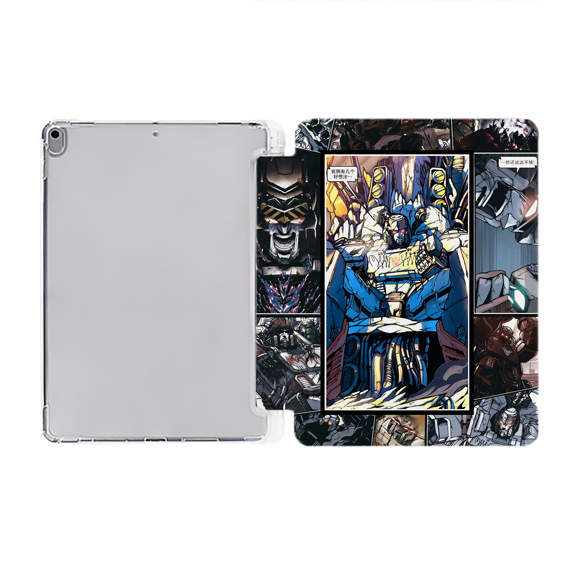 （画像用） Transformers トランスフォーマー IPad ケース ペン収納付き 三つ折りスタンド PUレザー×シリコン 対応機種9.5/10.5/10.9インチ